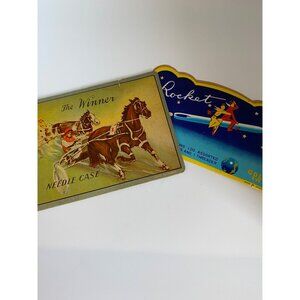 The Winner & Rocket Vintage Needle Cases With Assorted Needles & Threader Made I